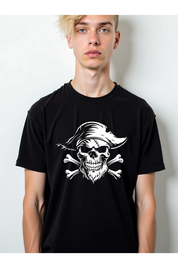 Pirate Skull Crossbones Tee Men's round neck T-shirt black funny limited edition Unique Design Unisex Shirt Graphic Tee tshirts