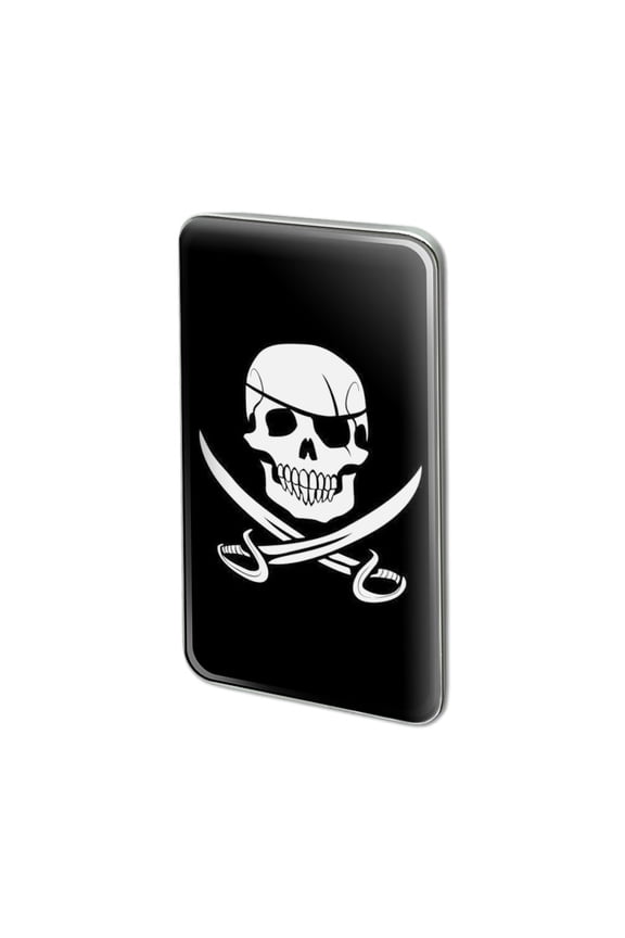 Pirate Skull Crossed Swords Jolly Roger Metal Rectangle Lapel Hat Pin Tie Tack Pinback