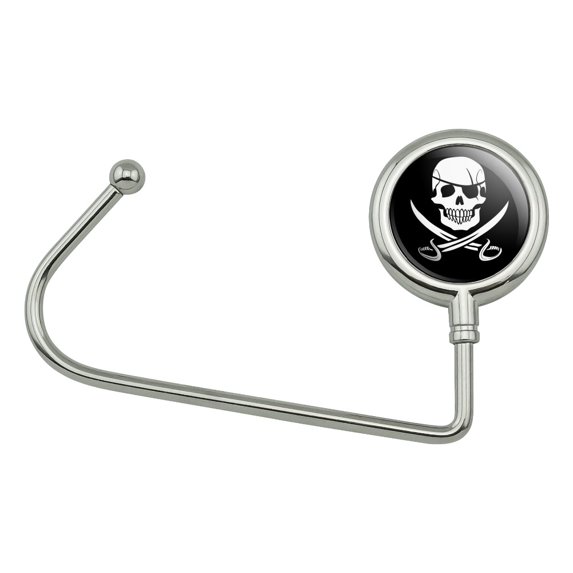 Pirate Skull Crossed Swords Jolly Roger Purse Bag Hanger Holder Hook