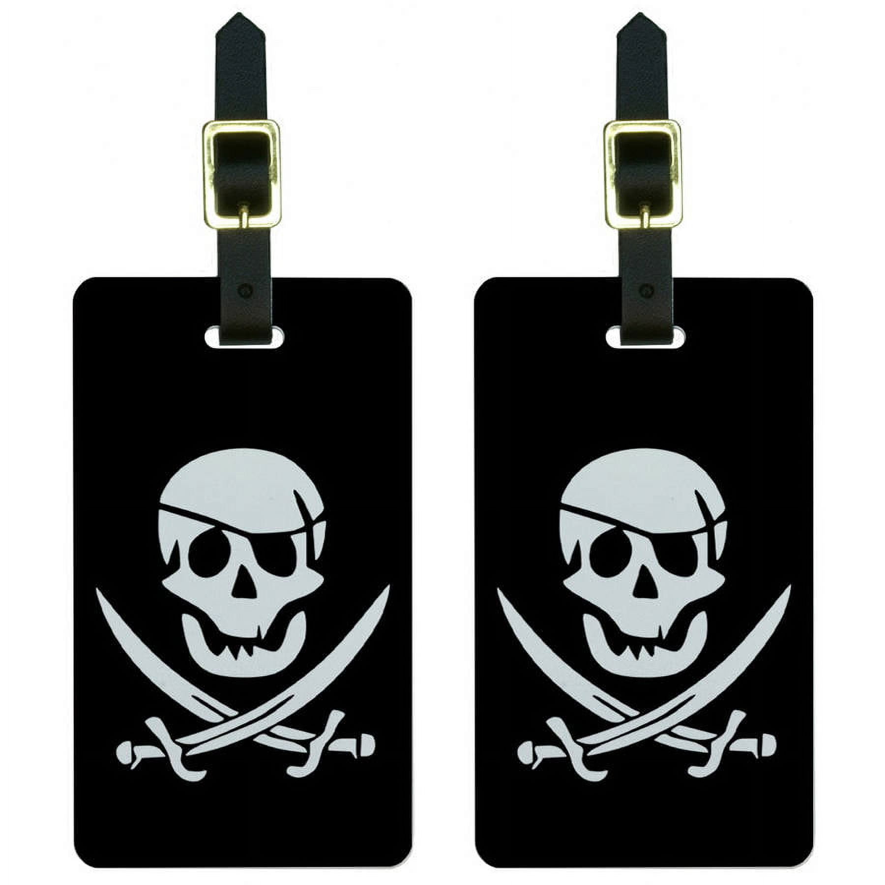 Pirate Skull Crossed Swords Luggage Tags Suitcase CarryOn ID, Set of 2