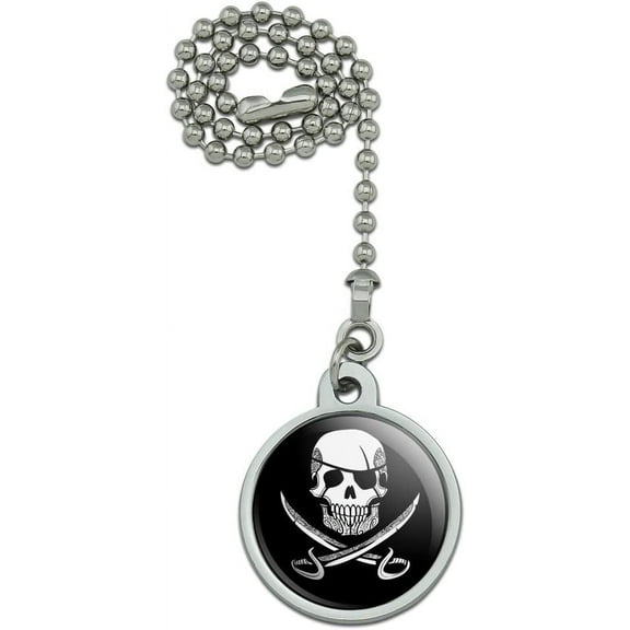 Pirate Skull Crossed Swords Tattoo Design Ceiling Fan and Light Pull Chain