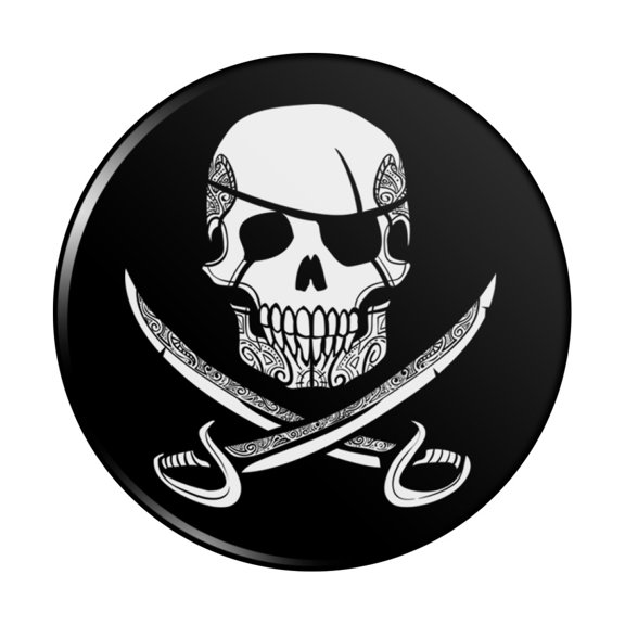 Pirate Skull Crossed Swords Tattoo Design Kitchen Refrigerator Locker Button Magnet