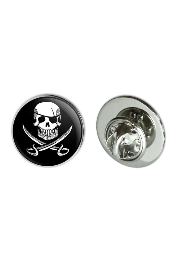 Pirate Skull Crossed Swords Tattoo Design Metal 0.75" Lapel Hat Pin Tie Tack Pinback