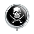 thumbnail image 1 of Pirate Skull Crossed Swords Tattoo Design Pill Case Trinket Gift Box, 1 of 3
