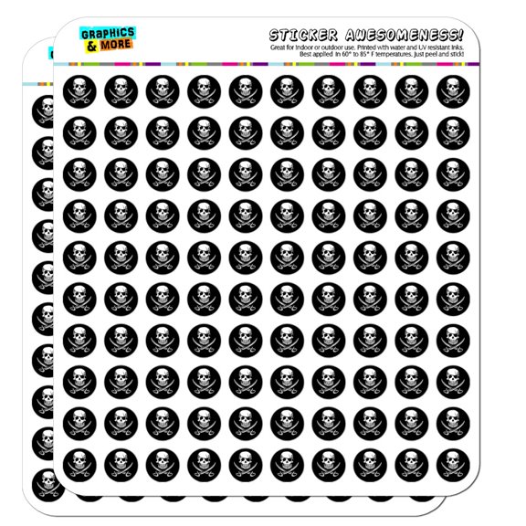 Pirate Skull Crossed Swords Tattoo Design Planner Calendar Scrapbooking Crafting Stickers
