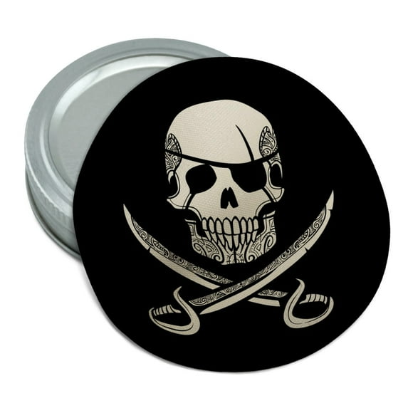 Pirate Skull Crossed Swords Tattoo Design Round Rubber Non-Slip Jar Gripper Lid Opener