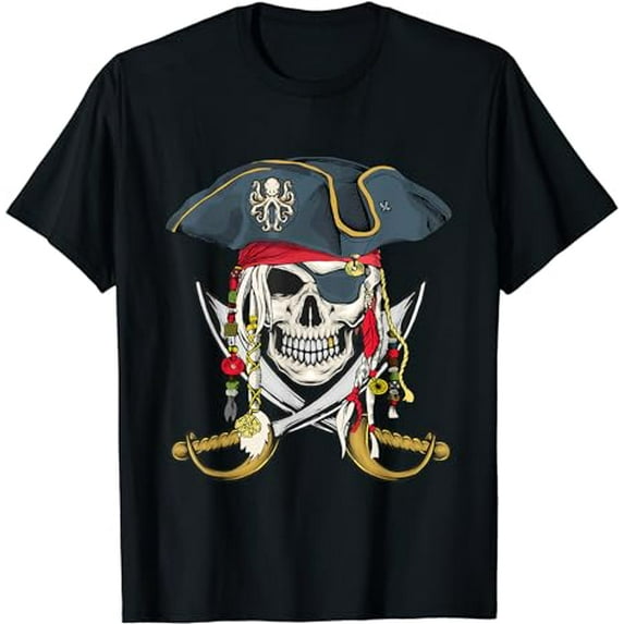 Pirate Skull Halloween Little Boys Girls Kids Teens T-Shirt