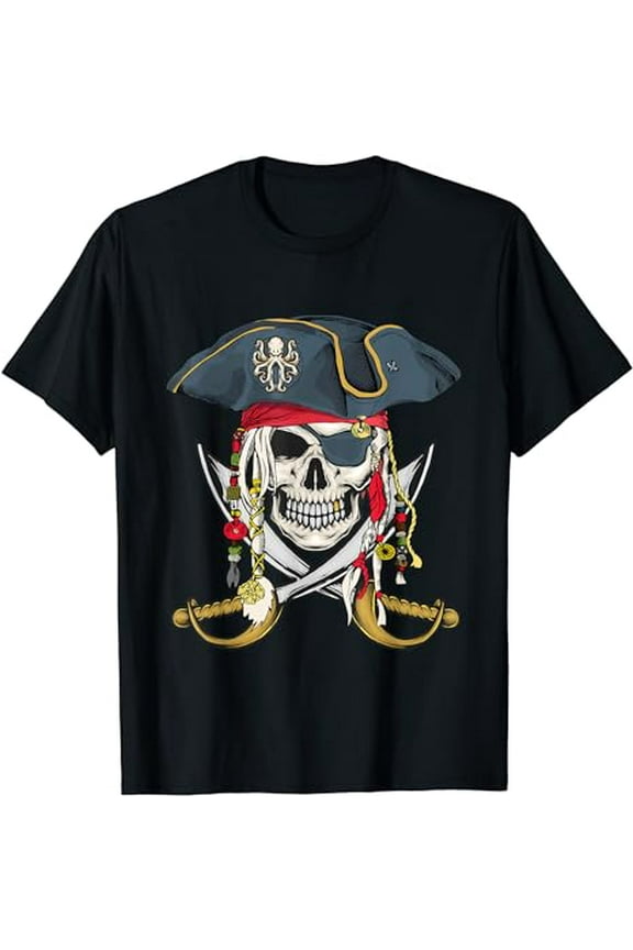 Pirate Skull Halloween Little Boys Girls Kids Teens T-Shirt