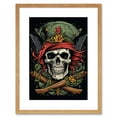thumbnail image 1 of Pirate Skull Hat Old School USA Tattoo Ink Body Rockabilly Americana 50s Artwork Framed Wall Art Print 9X7 Inch, 1 of 5
