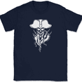 thumbnail image 1 of Pirate Skull T-Shirt Trippy Graphic Sea Captain Skeleton Gift Tee - Navy, 2XL, 1 of 1