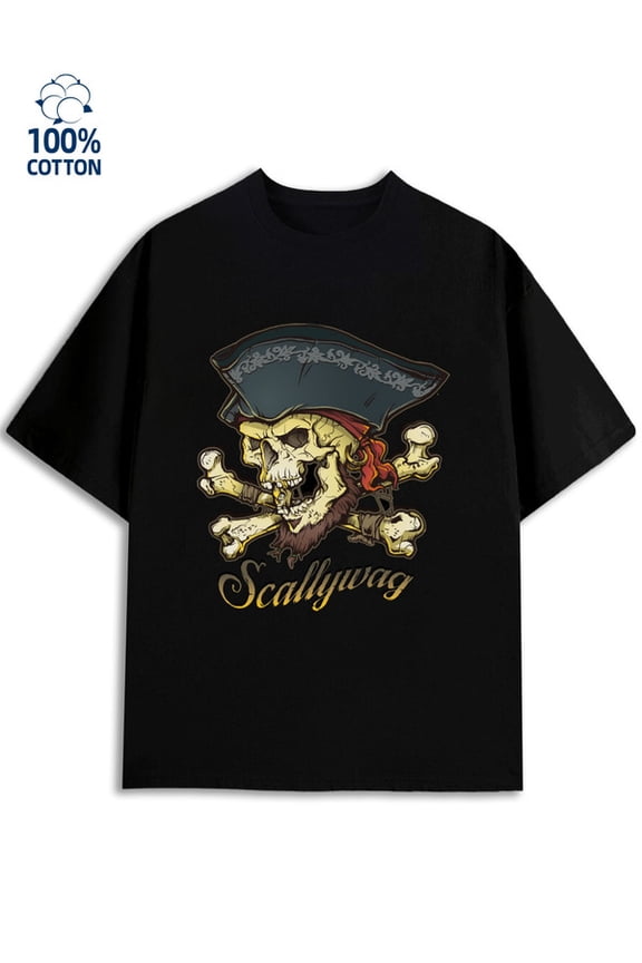 Pirate Skull Tee mens 180G 100% Cotton black Unique Design Unisex Shirt Graphic Tee tshirts Unique Design Unisex Shirt Printed tshirts Retro Unisex Shirt Printed tshirts