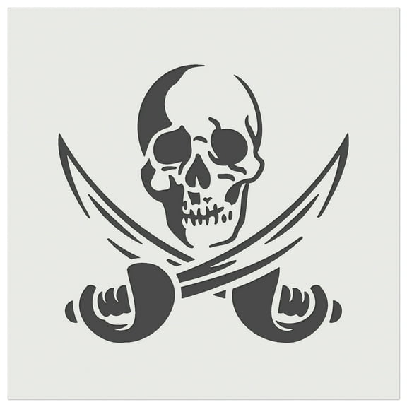 Pirate Skull and Swords Jolly Roger DIY Cookie Wall Craft Stencil - 5.5 Inch