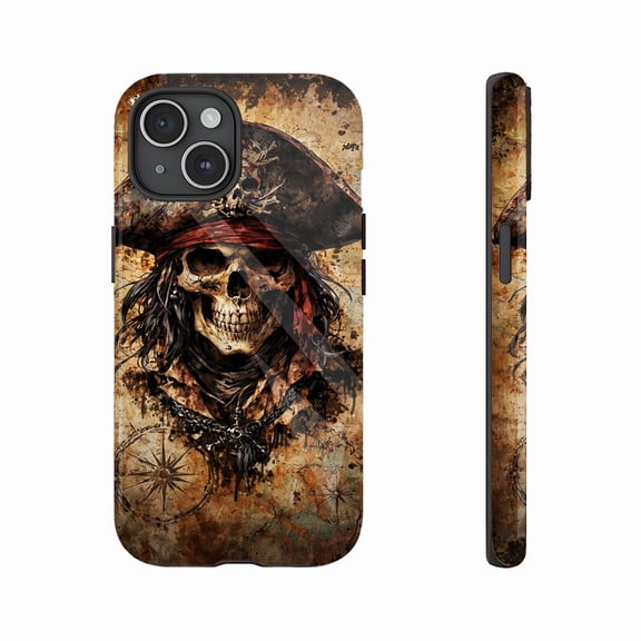 Pirate Skull iPhone Case Toughened Glass Design for iPhone 11/12/13/14/15/16 (Pro Max/Plus) - Edgy Fashion Lovers & Perfect Halloween Gift