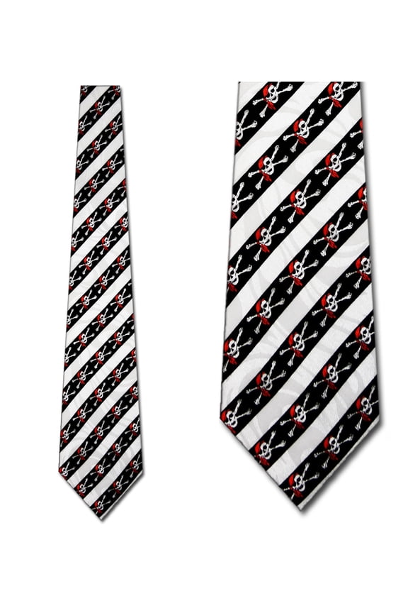 Pirate Skulls and Stripes Necktie Mens Tie by Tieg