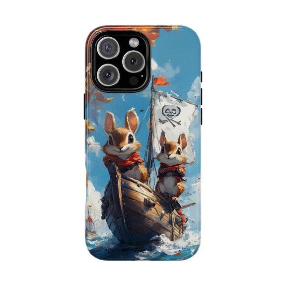 Pirate Squirrels Ship Ocean Cute Cartoon Adventure Phone Case with iPhone 11 to 17 Pro Max