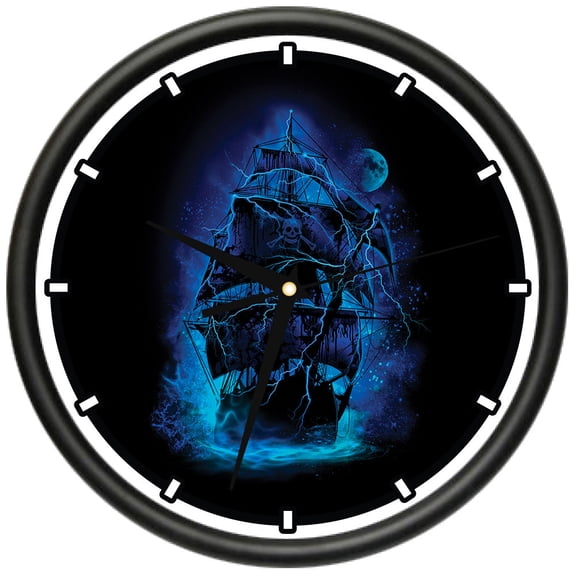 Pirate Storm Design Wall Clock | Precision Quartz Movement | Décor For School Class Office Bedroom Decoration