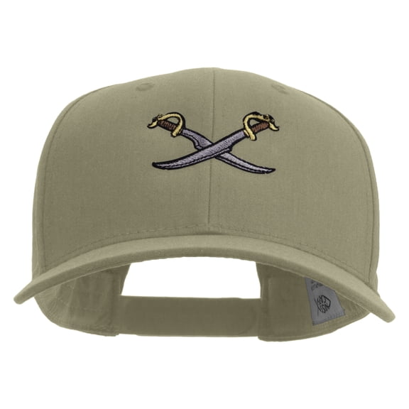 Pirate Swords Embroidered Solid Cotton Twill Pro Style Cap - Khaki OSFM