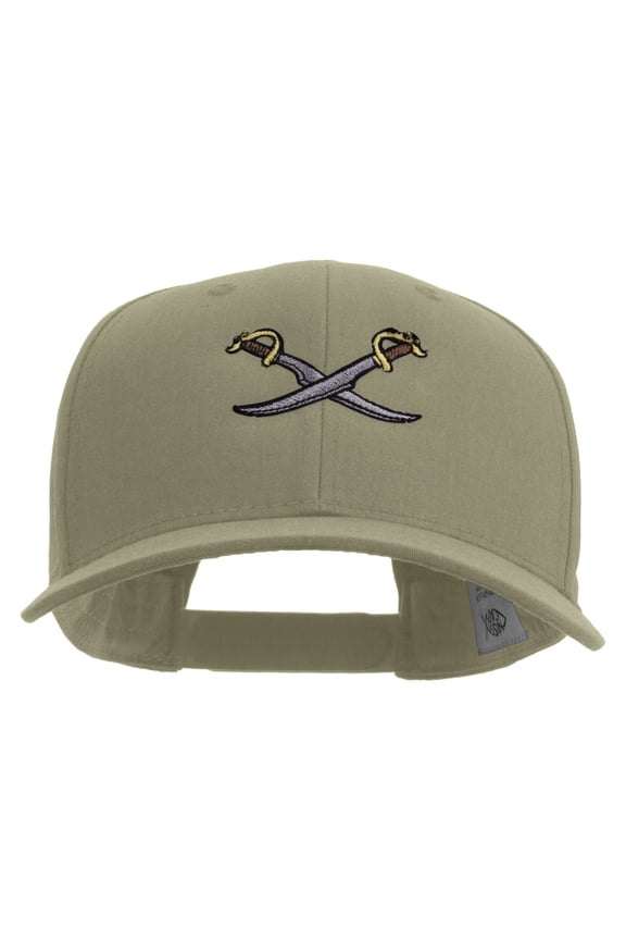 Pirate Swords Embroidered Solid Cotton Twill Pro Style Cap - Khaki OSFM