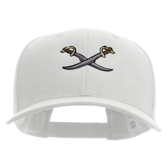 Pirate Swords Embroidered Solid Cotton Twill Pro Style Cap - White OSFM