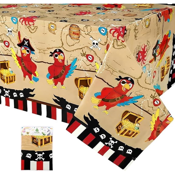 Pirate Tablecloth - 1 Pack 108"x54" Island Treasure Map Cover