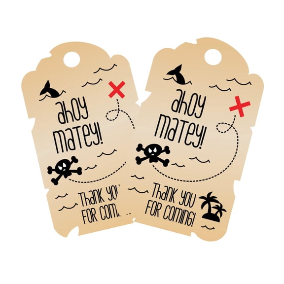Pirate Thank You Tags 12 Pcs, Sailor Birthday Decoration Party Supplies , Captain Shower Themed , Ship Celebration