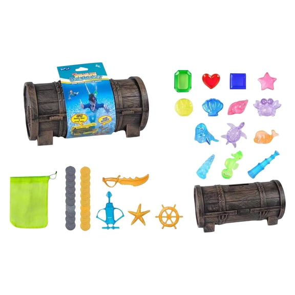 Pirate Treasure Chest Set for Pool Diving, Underwater Treasure Hunt Activity, Colorful Diving Set for Summer Swimming