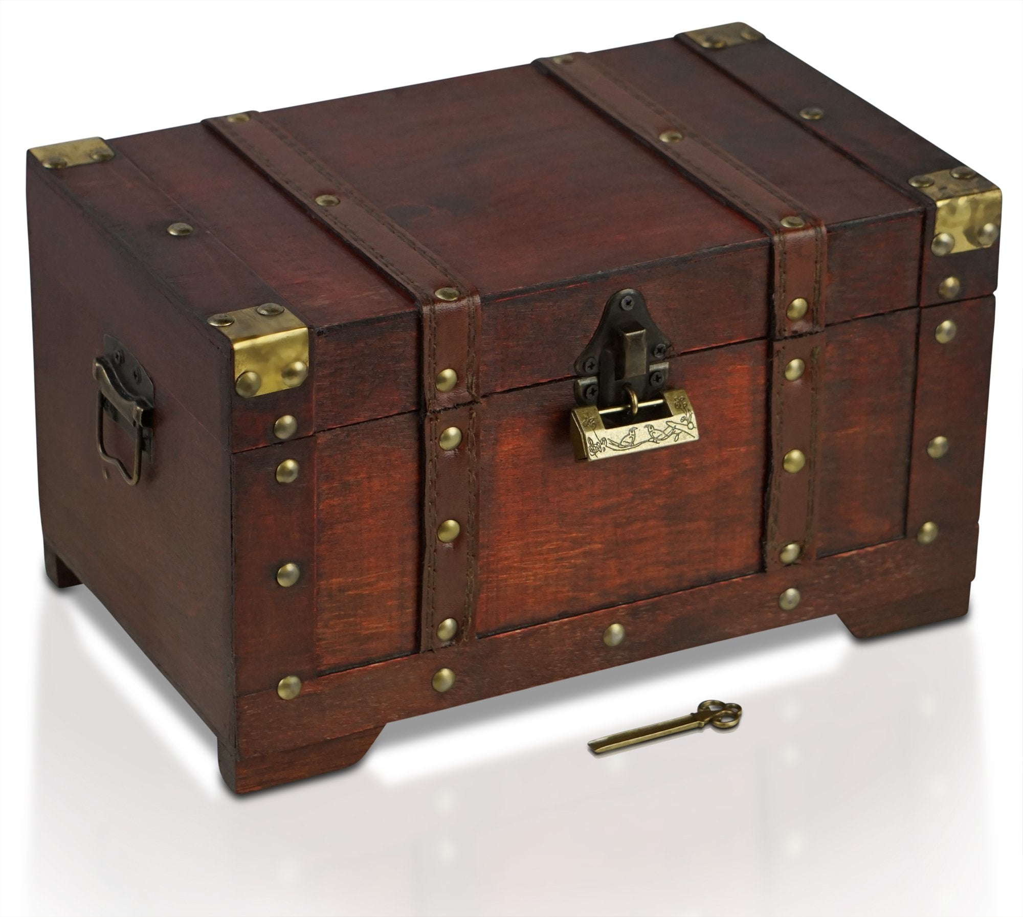 Metal Wrapped Large Treasure Chest With Compartments Wooden