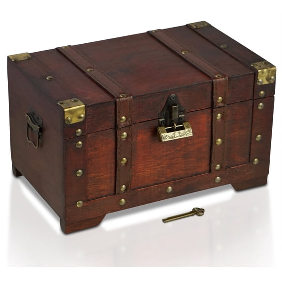 Pirate Treasure Chest Storage Box Durable Wood Metal