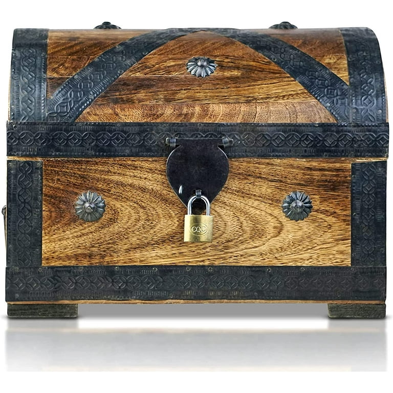 Brynnberg Wooden Pirate Treasure Chest for Kids - Durable