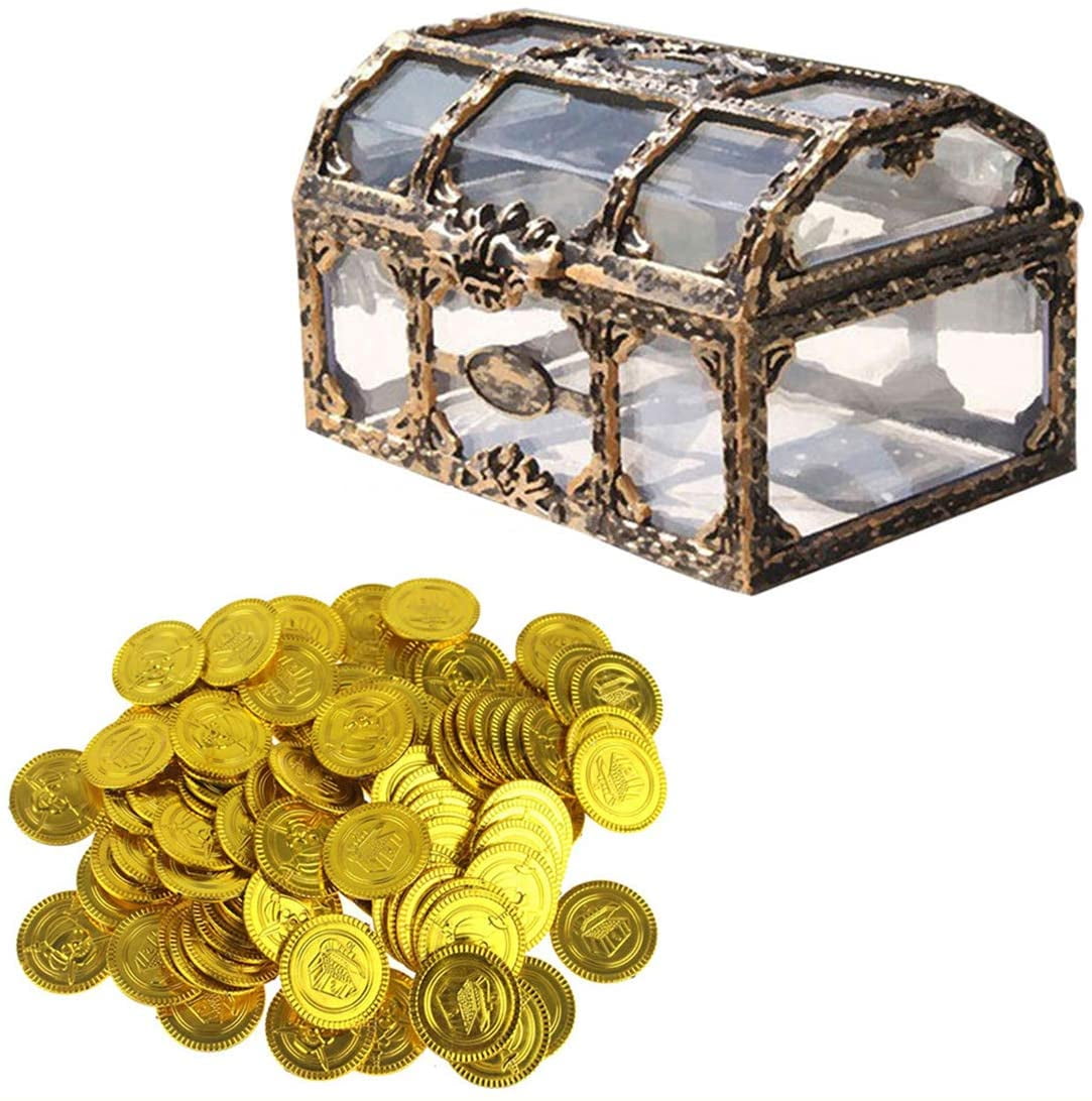 Pirate Treasure Chest, Transparent Plastic Treasure Box Small Pirate