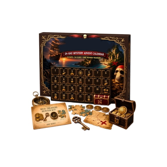 Pirate Treasure Hunt Mystery Game Advent Calendar 2026, 24 Days Christmas Countdown Calendar Blind Box with Surprise Each Day, Christmas Decorations for Xmas Tree, Christmas Gifts for Boys Girls
