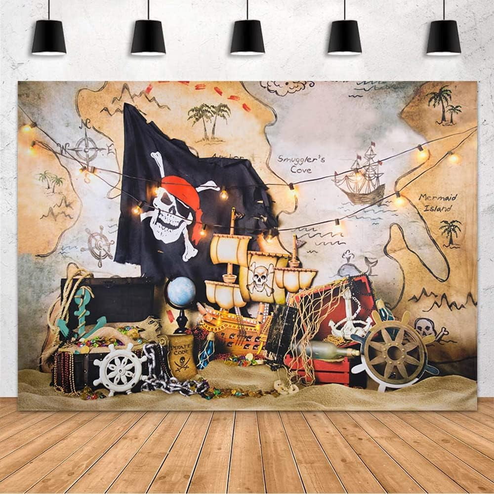 Pirate Treasure Map Photo Backdrop for Boy Birthday Island Treasure Map ...