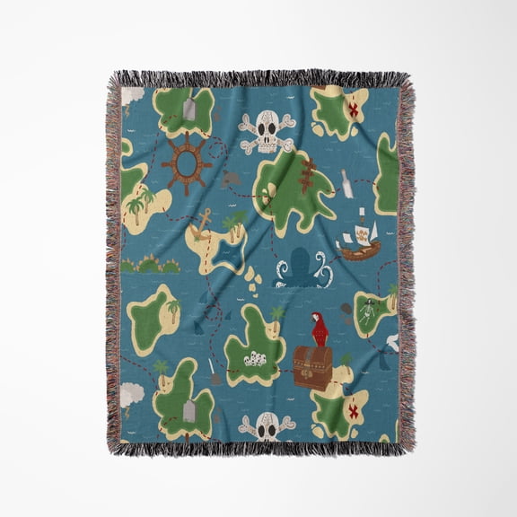 Pirate Treasure Map, Woven Blanket