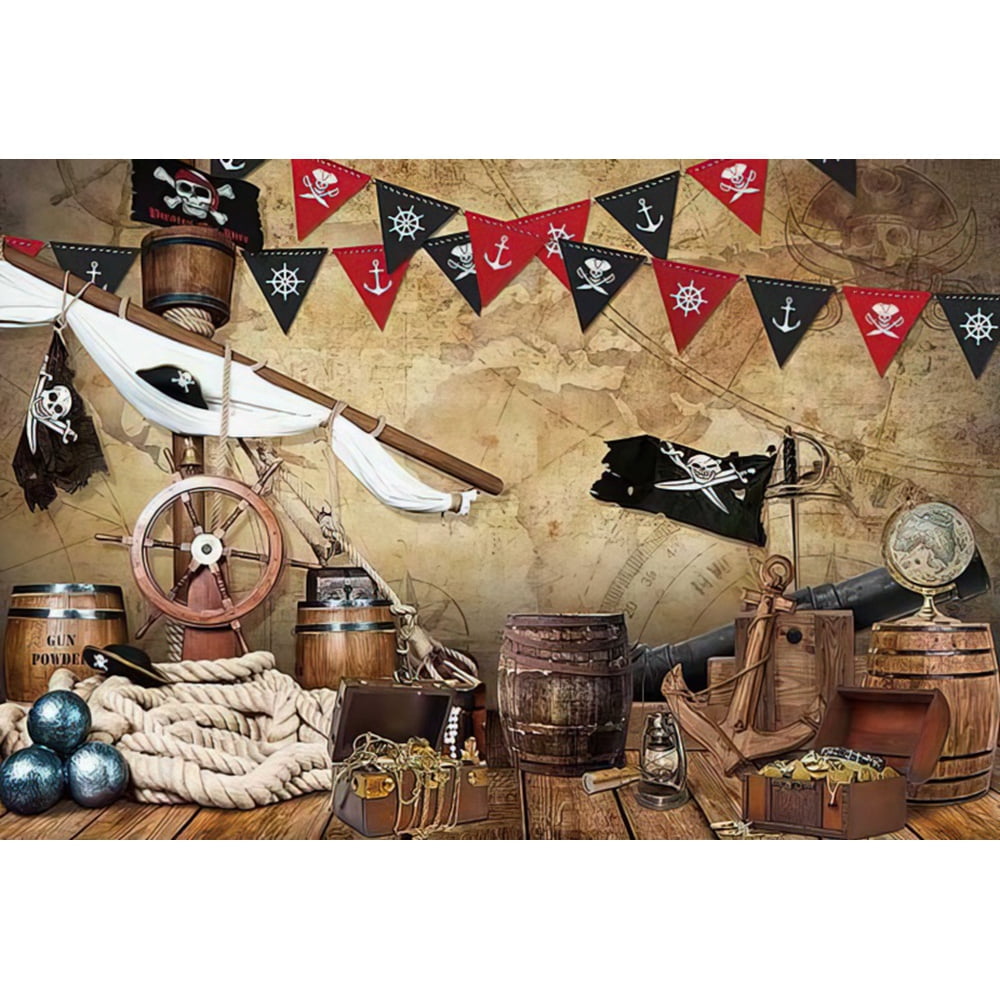 Pirate Treasure World Map Photography Backdrop Baby Birthday Party ...