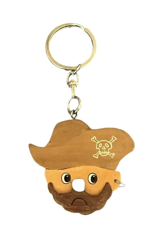 Pirate Wood Wooden Key Ring Keychain Ornament Figure Charm 4 Great Quality Gift