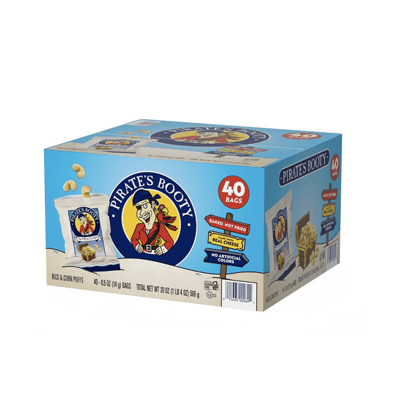 Pirate's Booty Aged White Cheddar 0.5 oz., 40 pk.