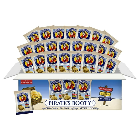 Pirate's Booty AgedTRDN White Cheddar Cheese Puffs, Gluten-Free, Kids Snacks, 0.5oz (24ct)