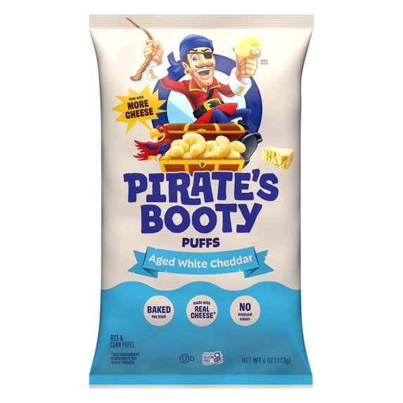 Pirate's Booty Aged White Cheddar Puffs, Gluten-Free, 4 oz Bag