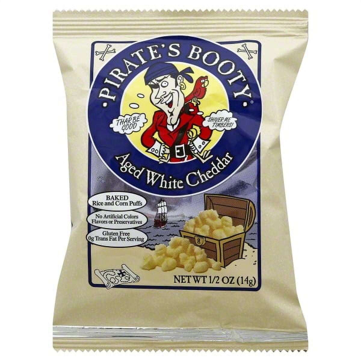 Pirate's Booty Aged White Cheddar Rice and Corn Puffs 0.5 oz. Bag
