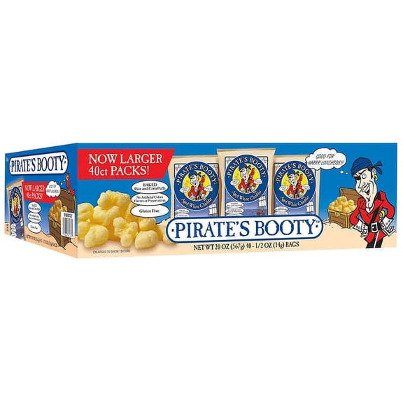 Pirate's Booty Aged White Cheddar Snack, 0.5 oz, 40-count