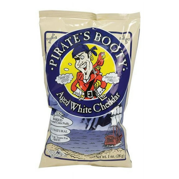 Pirate s Booty Aged White Cheddar with Peg Hole, 1 Ounce Bag (Pack of 12)
