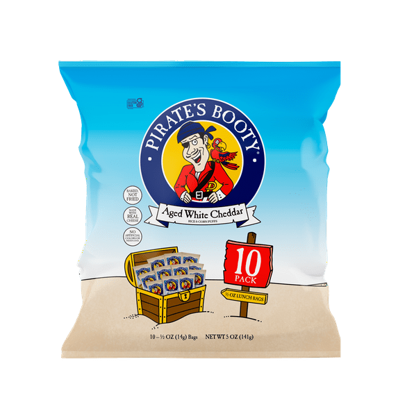 Pirate's Booty Gluten-Free Aged White Cheddar Puffs, 0.5 oz, 10