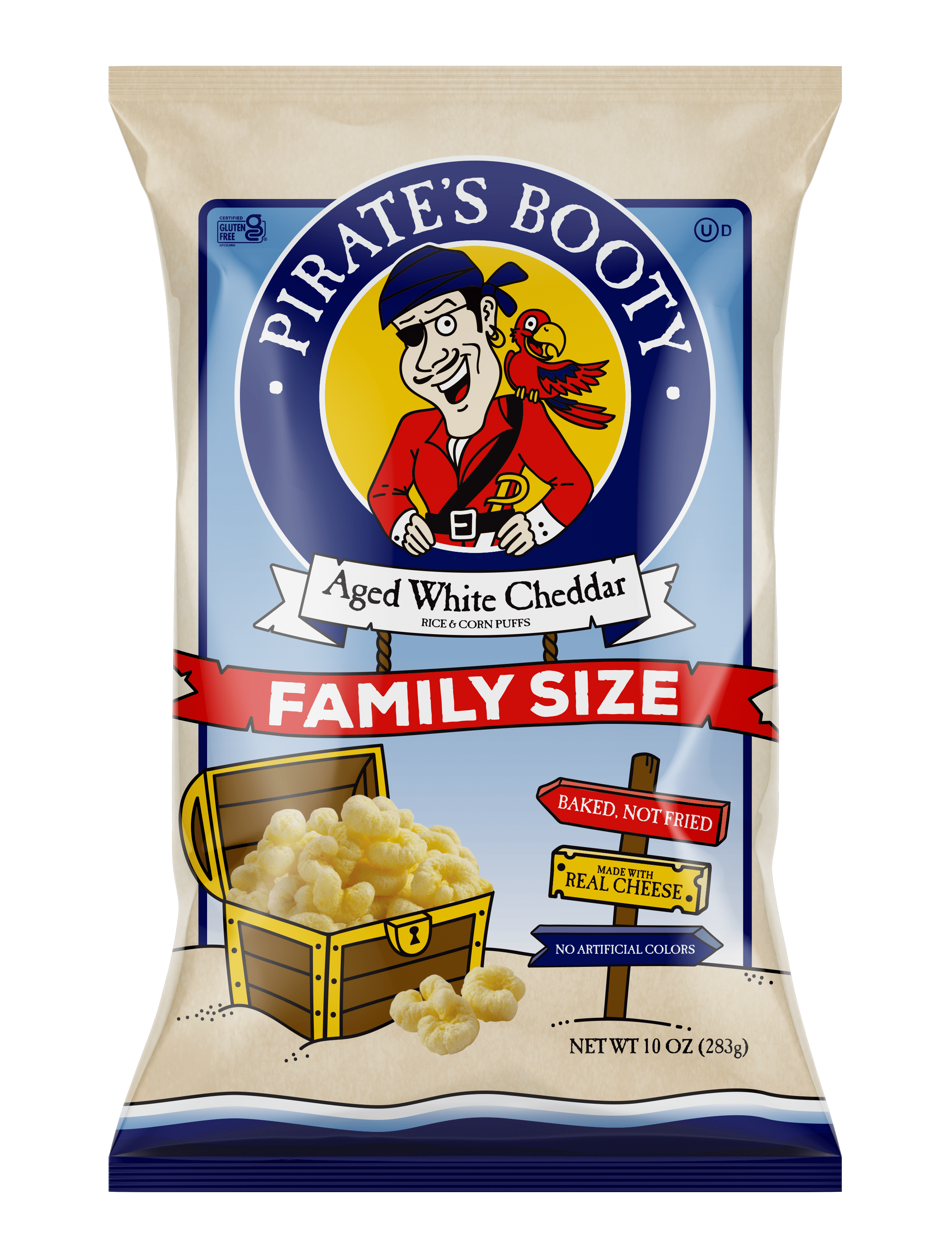 Pirate's Booty Gluten-Free Aged White Cheddar Cheese Puffs, 10 oz Family-Size Bag