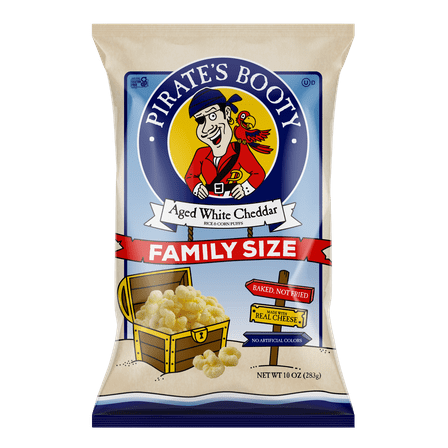 Pirate's Booty Gluten-Free Aged White Cheddar Cheese Puffs Snack, 10 oz Family-Size Bag