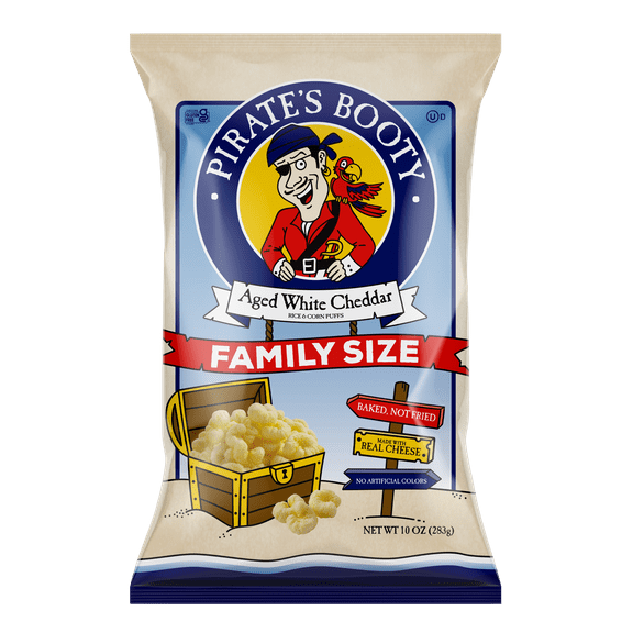 Pirate's Booty Gluten-Free Aged White Cheddar Cheese Puffs Snack, 10 oz Family-Size Bag