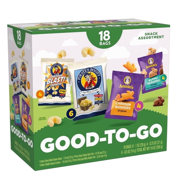 Pirate's Booty Puffs and Annie's Organic Crackers Snack Variety Pack, 18 Count