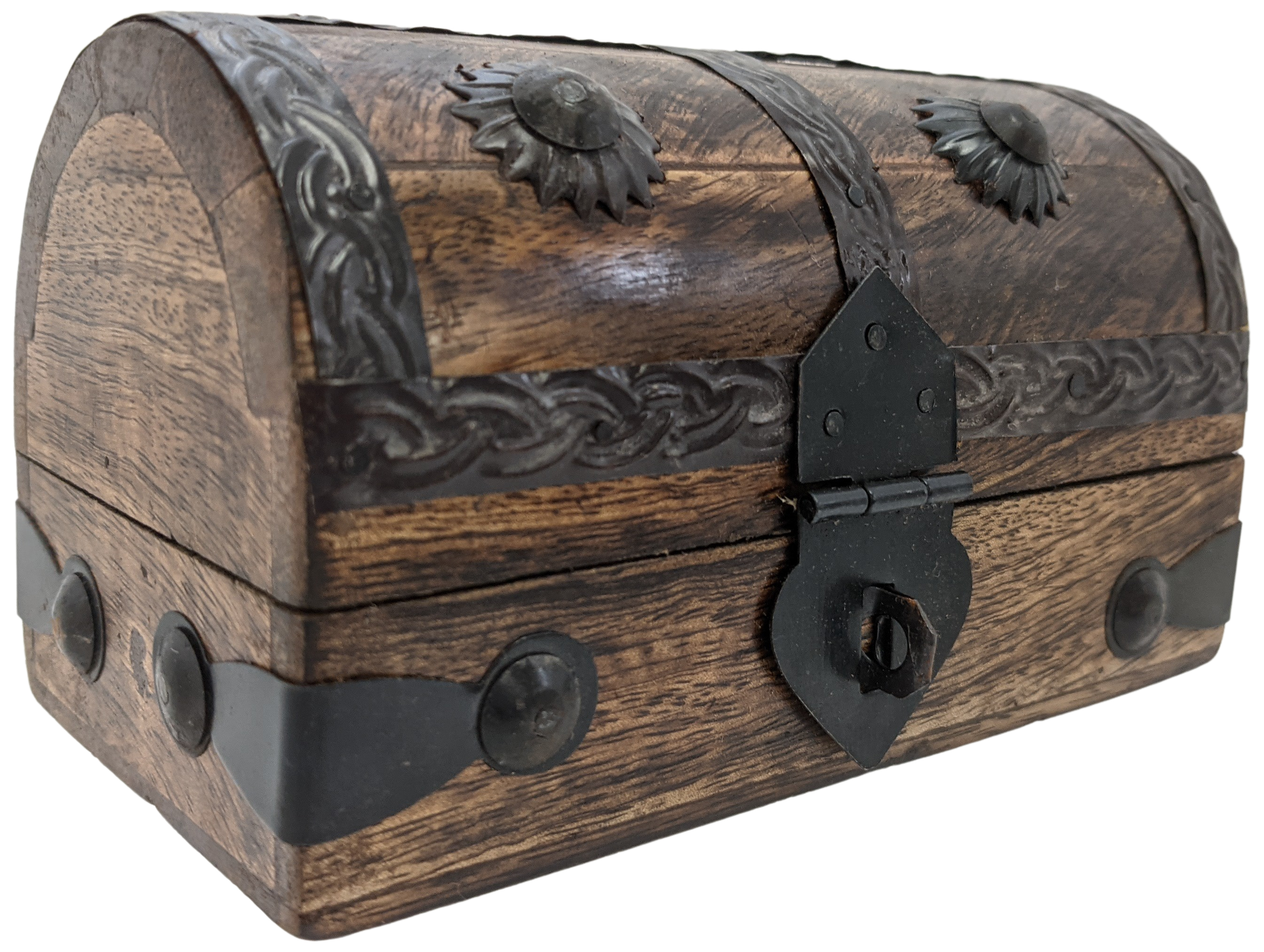 Pirate's Treasure Chest Wooden Nautical Jewelry Box, Wood with Iron ...