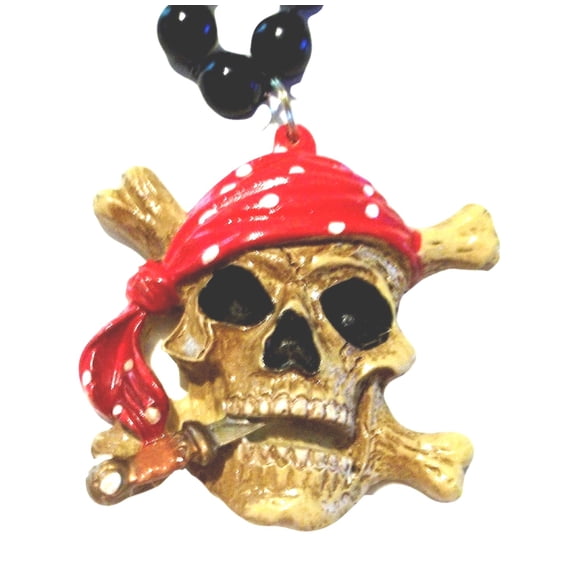 Pirate skull and crossbones Mardi Gras Necklace Beads Bead