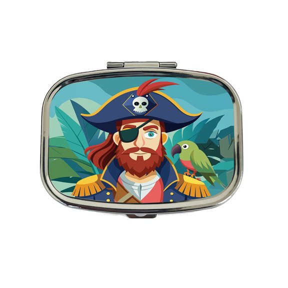 Pirate with Eye Patch and Parrot Small Travel Handbag Pill Box Case