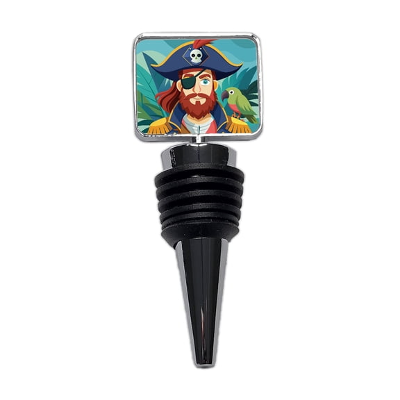 Pirate with Eye Patch and Parrot Wine Bottle Stopper Cap Plug